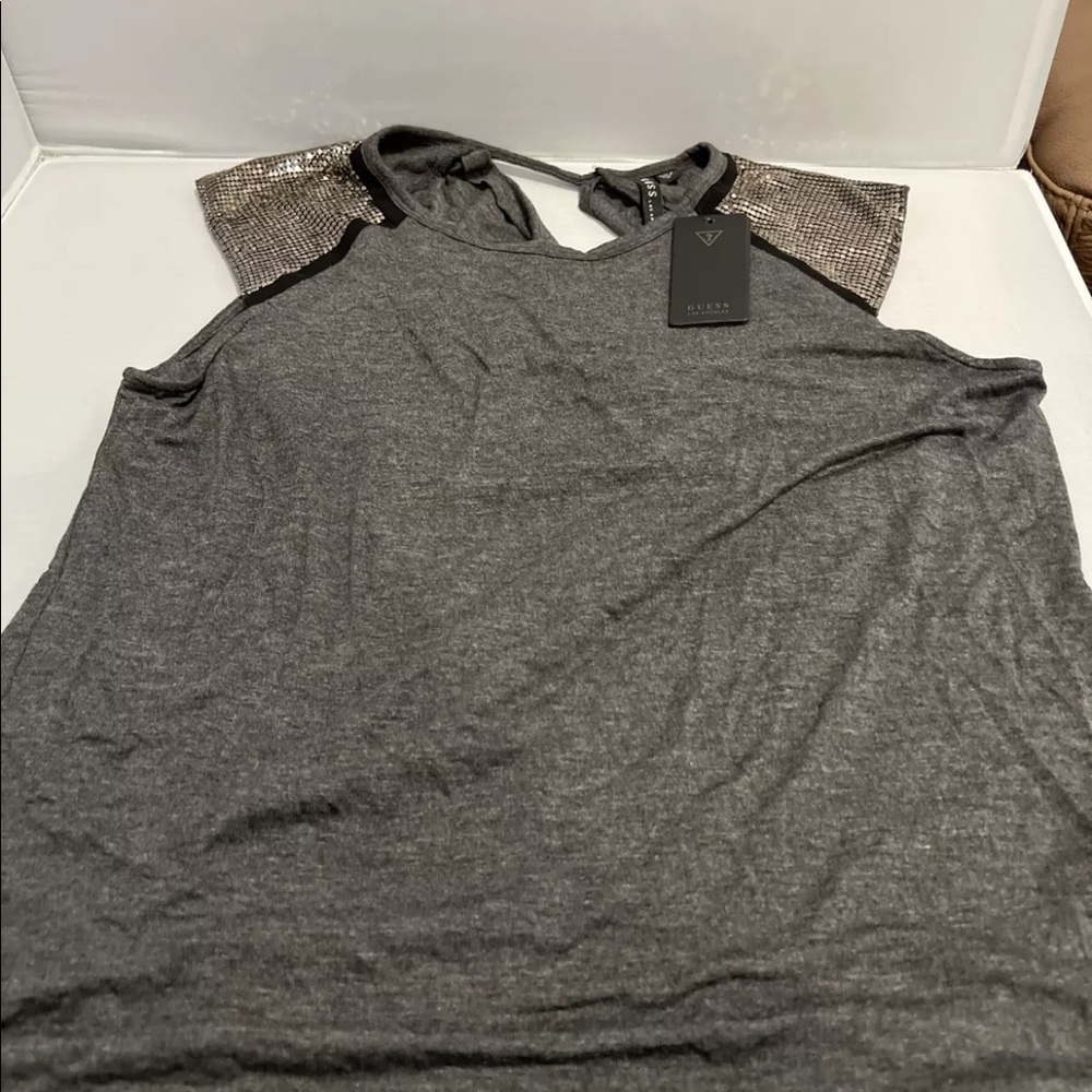 Guess womens Blouse Chainmail Shoulder Top Medium